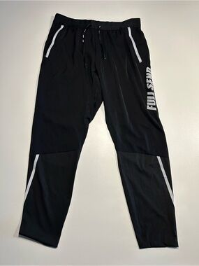 Full Send Black White Geometric Stripe Zipper Pocket Athletic Track Pants